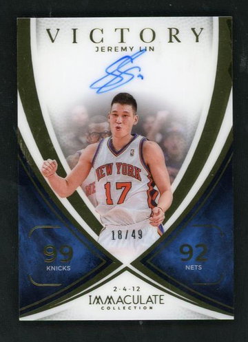 2020 Panini Immaculate VS-JER Jeremy Lin Victory Signatures /49 New York Knicks Auto