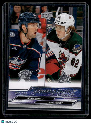 2023-24 Upper Deck Young Guns Checklist (Adam Fantilli / Logan Cooley) YG, CL #730