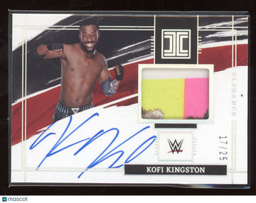 2022 Panini Impeccable WWE Elegance Kofi Kingston #EM-KKG /25 Superstar-worn/used material