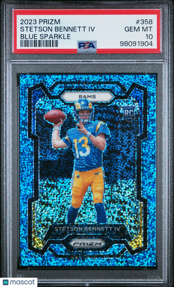 2023 Panini Prizm Stetson Bennett IV #358 Blue Sparkle PSA 10