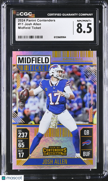 2024 Panini Contenders Josh Allen #11 Midfield Ticket /50 CGC 8.5