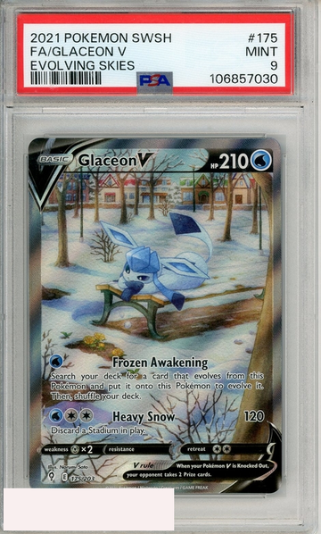 2021 POKEMON SWORD SHIELD EVOLVING SKIES FA GLACEON V #175 PSA 9