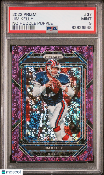 2022 Panini Prizm Jim Kelly #37 No Huddle Purple PSA 9