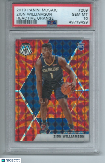 2019 Panini Mosaic Zion Williamson #209 Reactive Orange PSA 10