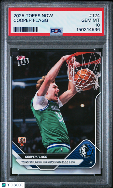 2025 Topps Now Cooper Flagg #124 #124 1.12 RC PSA 10 PSA 10