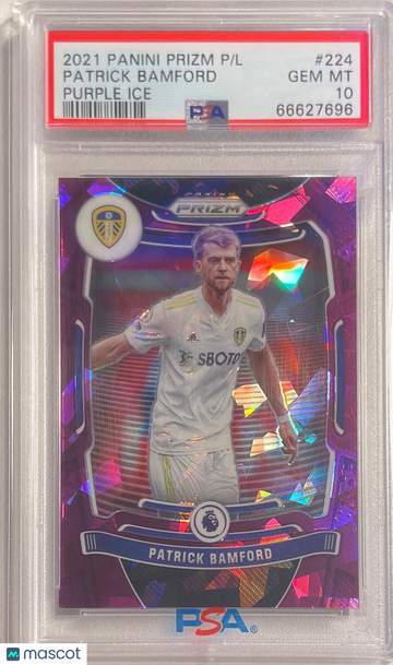 2021 Panini Prizm Premier League Patrick Bamford #224 Purple Ice PSA 10