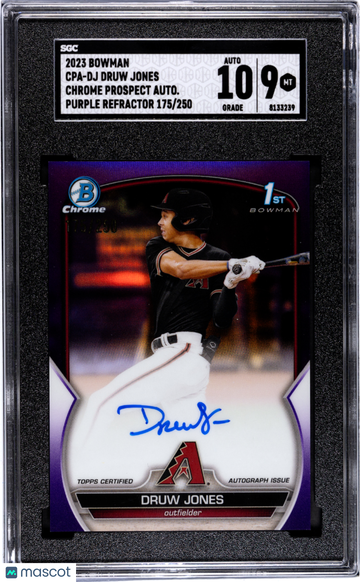 2023 Bowman Druw Jones #CPA-DJ CHR. Pros. Autograph Purple Refractor SGC 9 Auto 10