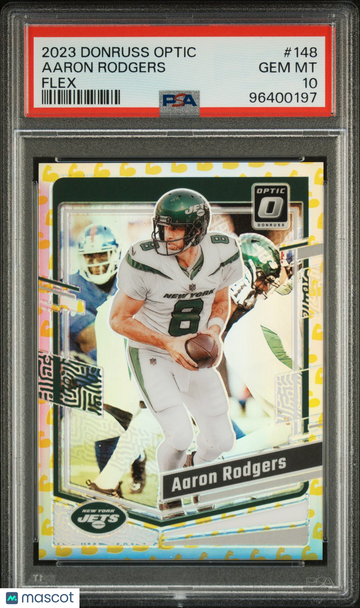 2023 Donruss Optic Aaron Rodgers #148 Flex /149 SN Flex All Day Long! PSA 10
