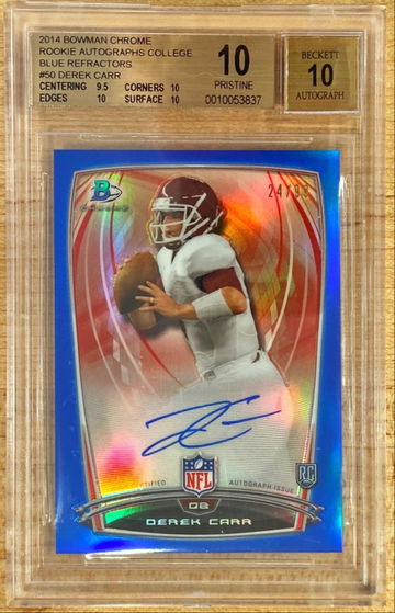 2014 Bowman Chrome Derek Carr Blue Refractor #50 /99 BGS 10/10 Pristine Rookie RC