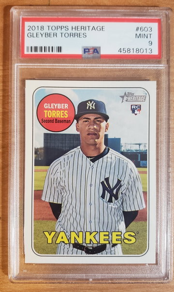 2018 TOPPS HERITAGE 603 GLEYBER TORRES PSA 9