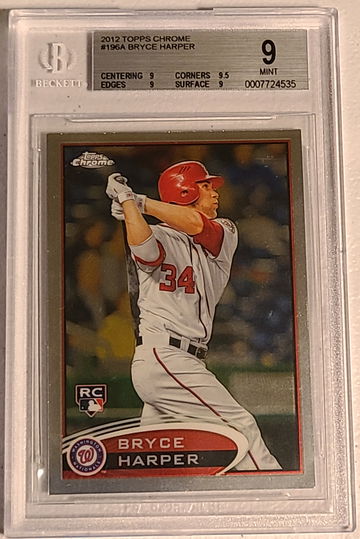 2012 Topps Chrome #196 Bryce Harper Rookie BGS 9 Mint