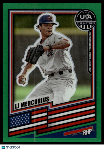 2026 Panini Stars & Stripes Prizm USA Baseball LJ Mercurius #8 Green