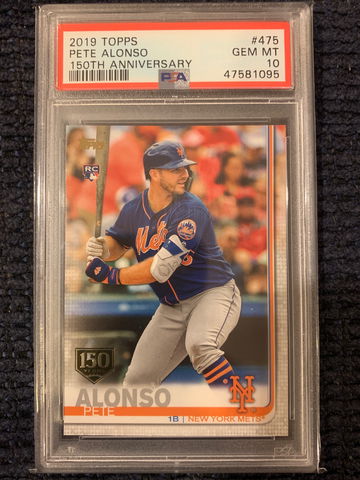2019 Topps Pete Alonso 150th Anniversary Stamp Rookie PSA 10 #475 RC
