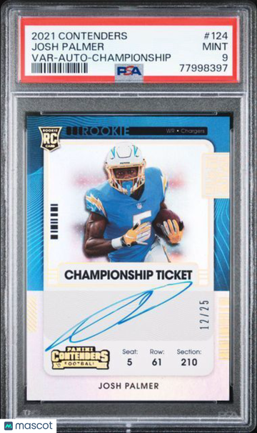 2021 Panini Contenders Josh Palmer #124 Var Auto Championship PSA 9