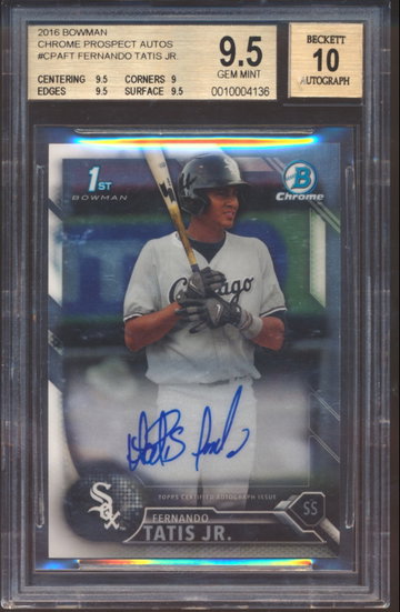 2016 Bowman Chrome Fernando Tatis Jr Base RC AUTO BGS 9.5/10