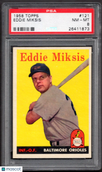 1958 Topps Eddie Miksis #121 PSA 8