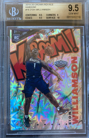 ZION WILLIAMSON KABOOM! SP ROOKIE BGS 9.5