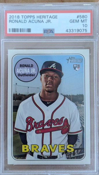 2018 Topps Heritage 580 Ronald Acuna Jr. RC PSA 10 GEM MINT 