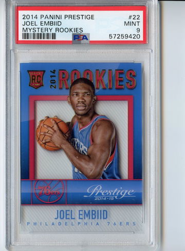PSA 9 Joel Embiid Rookie Acetate Prestige 2014 Mystery Rookies #22 Pop 32 Tpop39