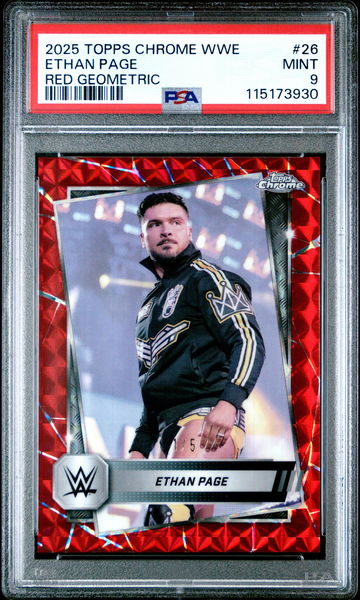 2025 Topps Chrome WWE Red Geometric Ethan Page #26 /5 PSA 9