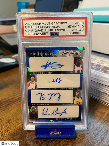2022 Leaf Valiant Kris Murray Kofi Cockburn Jalen Hood-Schifino Roddy Gayle Jr #CQ6 Blue Crystal Rookie PSA 10 Leaf