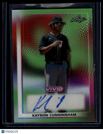 2026 Leaf Vivid Kayson Cunningham #BA-KC2 Base Autographs Lazer Green SN AU