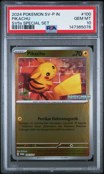 2024 Pokemon Indonesian Sv Promo Paradoks Andalan Pikachu #100 PSA 10