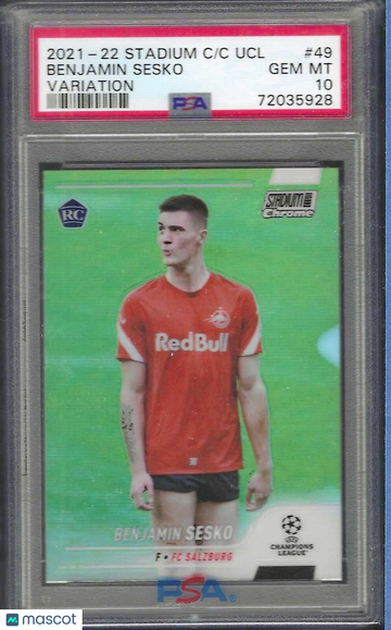 2021-22 Topps Stadium Club Chrome UEFA Champions League Benjamin Sesko #49 Variation PSA 10