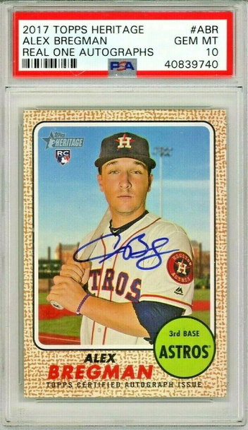 ALEX BREGMAN 2017 Topps Heritage Real One Rookie RC Auto Autograph PSA 10 Gem