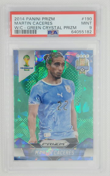 MARTIN CACERES 2014 Prizm World Cup Green Crystal Prizm 23/25 PSA 9 MINT! Uruguay World Cup 2022