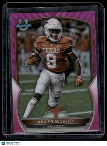 2022 Bowman University Chrome Xavier Worthy #29 Pink Refractor