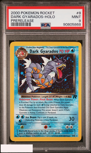 2000 POKEMON ROCKET DARK GYARADOS HOLO #8 PRERELEASE PSA 9 MINT