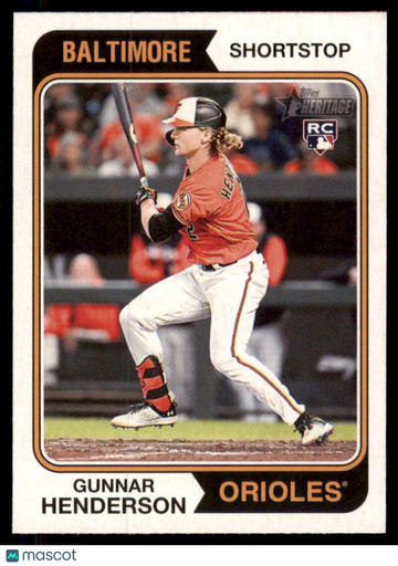 2023 Topps Heritage Gunnar Henderson #64 Rookie,Base Set Baltimore Orioles