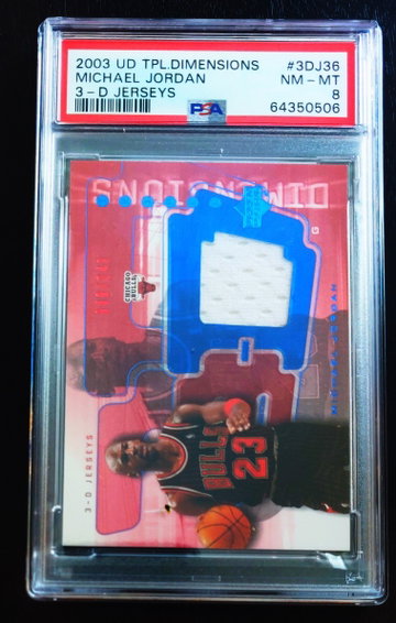 2003 UD Triple Dimensions Michael Jordan 3-D jerseys GU PSA 8 