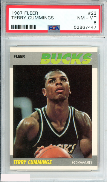 1987 FLEER TERRY CUMMINGS #23 MILWAUKEE BUCKS PSA 8 NM-MT