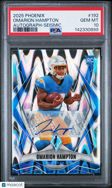 2025 Panini Phoenix Omarion Hampton #192 Autograph Seismic /20 Rookie PSA 10