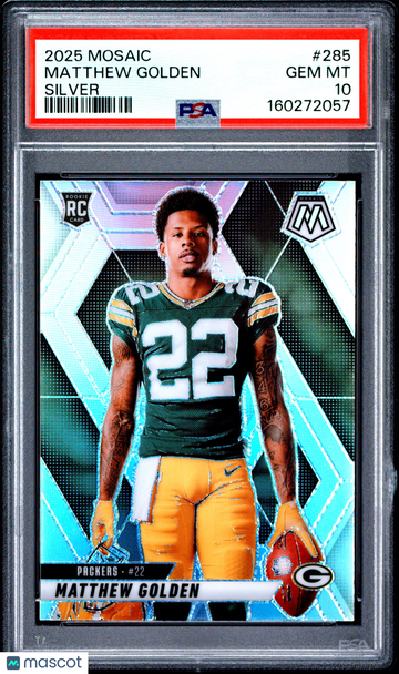 Matthew Golden 2025 Panini Mosaic Silver Short Print Parallel/Variety Rookie PSA 10 #285