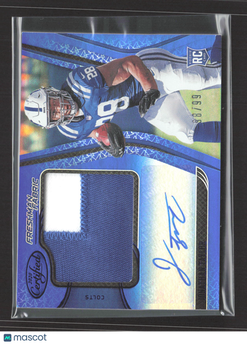 2020 Panini Certified Freshman Fabric Jonathan Taylor #218 Blue 98/99 Patch RC Freshman Fabric Memorabilia Auto