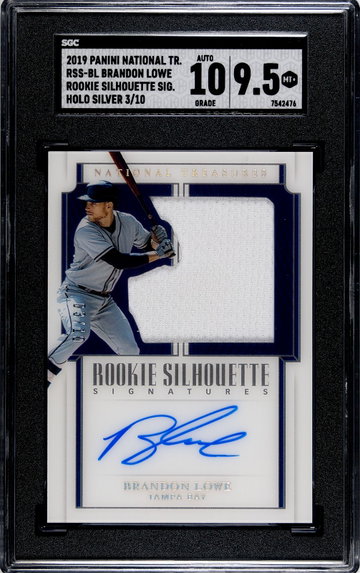 2019 Panini National Treasures Rookie Silhouette Signature Holo Silver 3/10 Brandon Lowe SGC 9.5