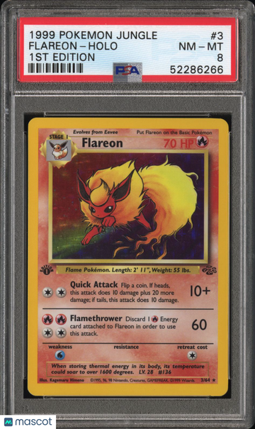 Jungle Flareon Holo Holo Rare 1st Edition PSA 8 #03/64