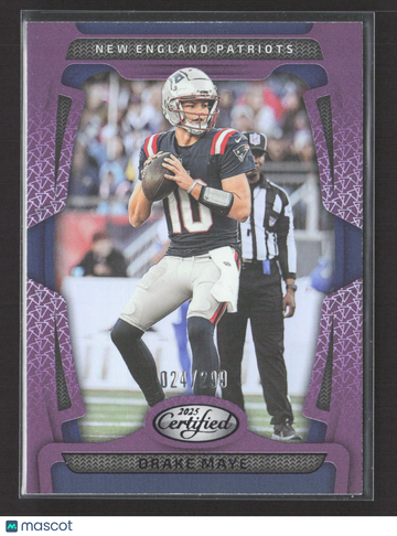 2025 Panini Certified Purple /299 Drake Maye #67 Football Card Patriots Excellent