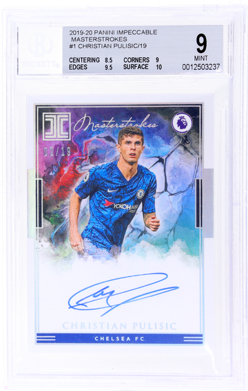 2019-20 Panini Impeccable Masterstrokes Christian Pulisic #1 /19 BGS 9 Auto