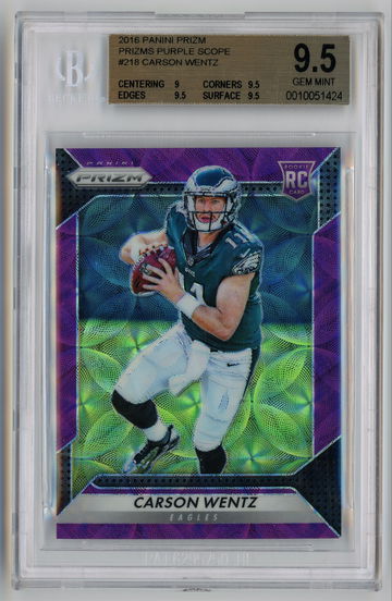 2016 Panini Prizm Prizms Purple Scope /99 Carson Wentz BGS 9.5