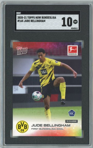 2020-21 JUDE BELLINGHAM TOPPS NOW BUNDESLIGA #165 RC SGC 10 GEM MINT