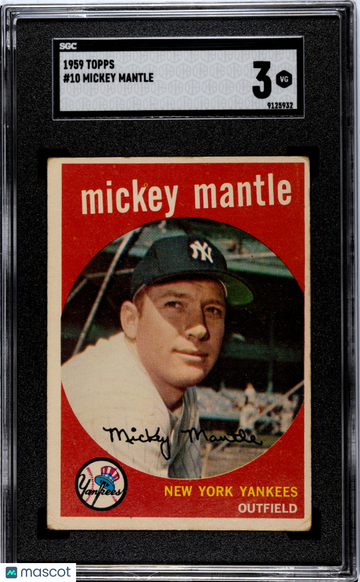 1959 Topps Mickey Mantle #10 SGC 3