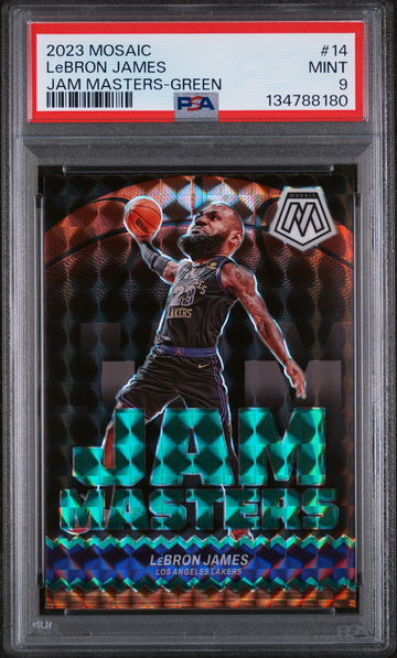 2023 Panini Mosaic Jam Masters Green LeBron James #14 PSA 9