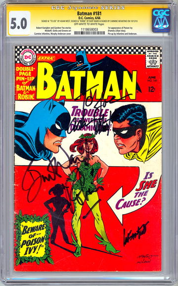 BATMAN #181 CGC-SS 5.0 FIRST POISON IVY APP SIGNED 3X WEST WARD & INFANTINO 1966