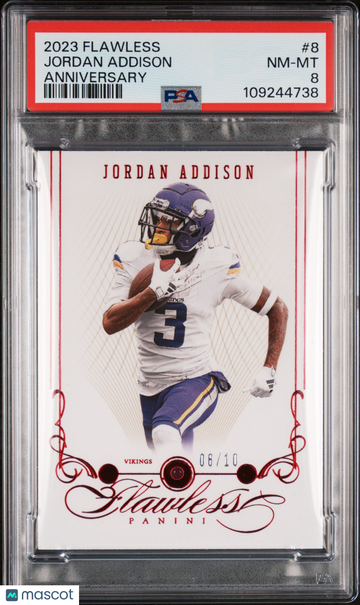 2023 Panini Flawless Anniversary Jordan Addison #8 /10 PSA 8