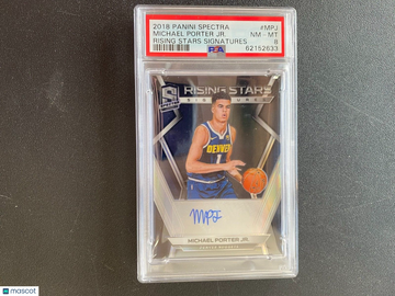 2018 Panini Spectra Rising Stars Signatures Michael Porter Jr. #MPJ Rookie PSA 8