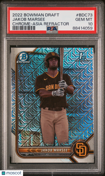 2022 Bowman Draft Jakob Marsee #BDC73 Chrome Asia Refractor PSA 10